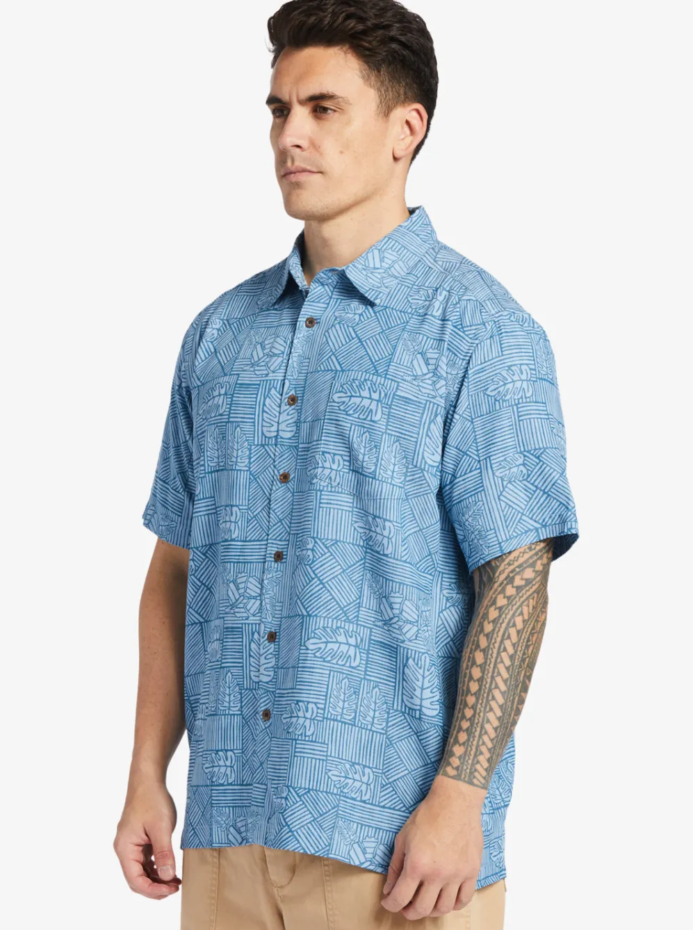 Quiksilver Shirts & Polos|Waterman Amazed Palm Woven Shirt Seaport Amazed Palm