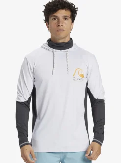 Quiksilver Rashguards|Waterman Angler Hooded Upf 50 Long Sleeve Surf Tee White