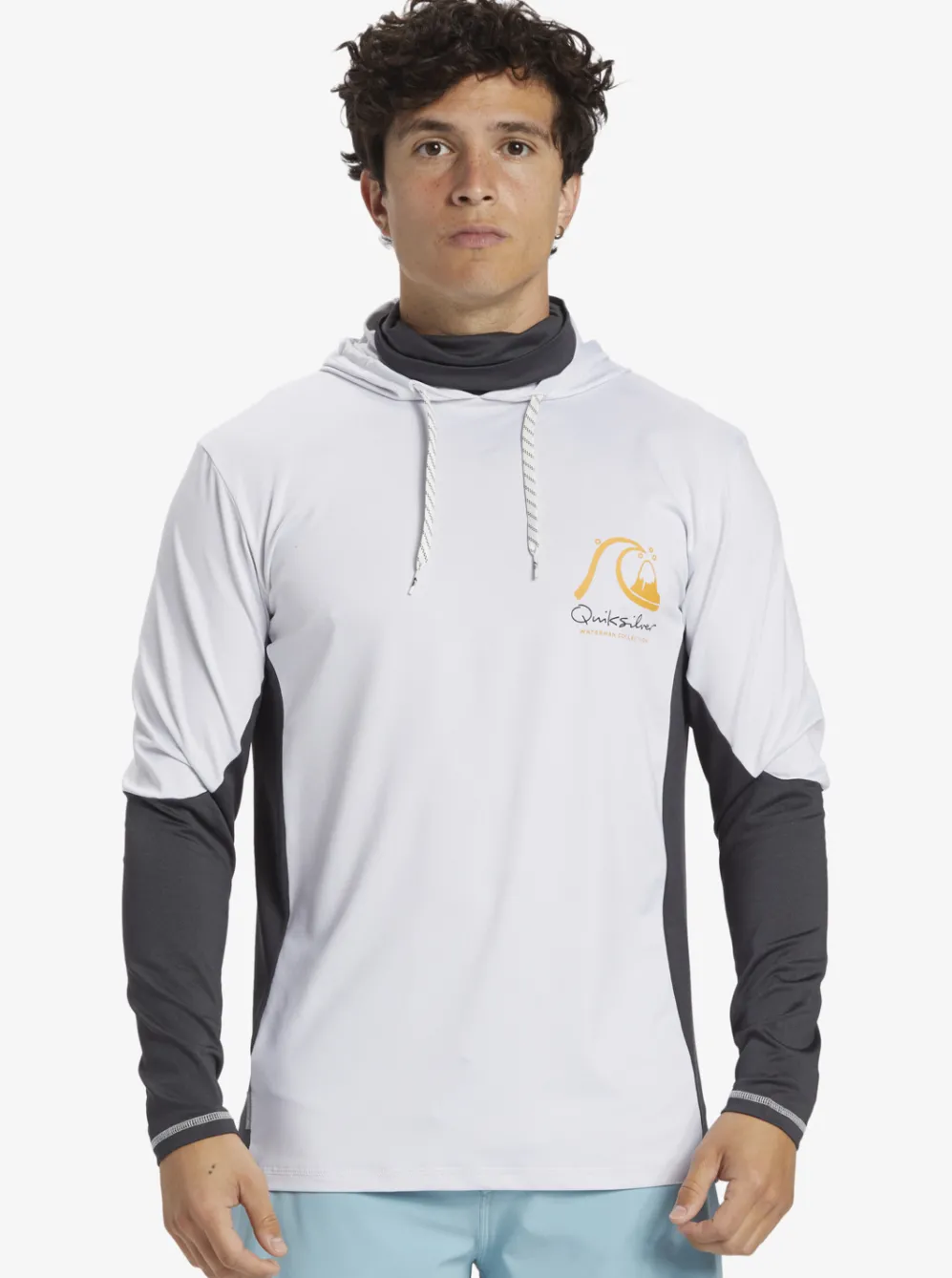 Quiksilver Rashguards|Waterman Angler Hooded Upf 50 Long Sleeve Surf Tee White