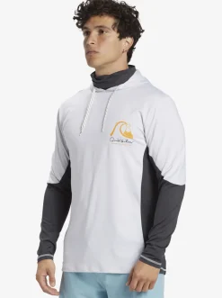Quiksilver Rashguards|Waterman Angler Hooded Upf 50 Long Sleeve Surf Tee White