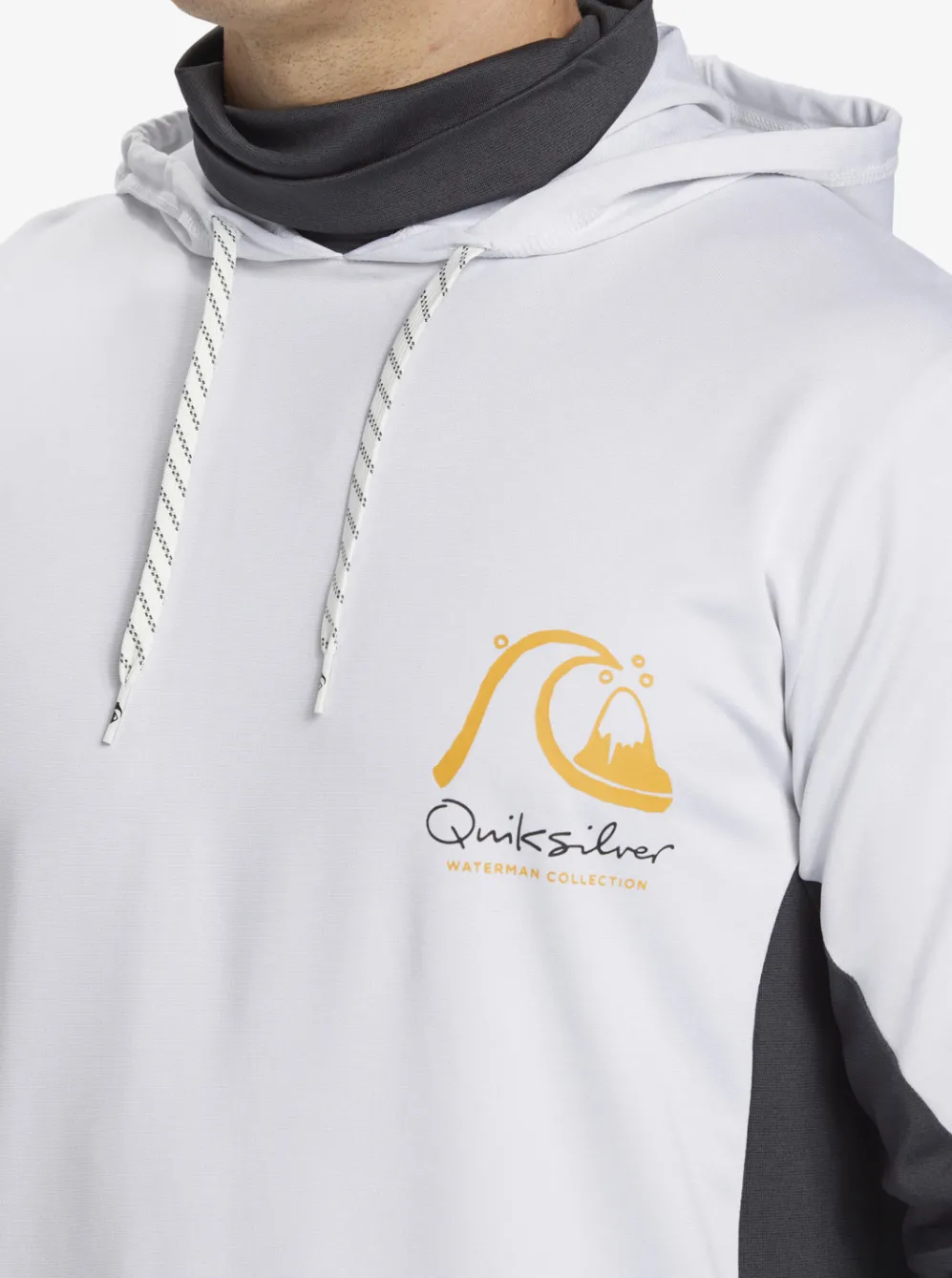 Quiksilver Rashguards|Waterman Angler Hooded Upf 50 Long Sleeve Surf Tee White