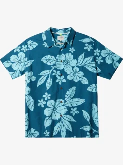 Quiksilver Shirts & Polos|Waterman Aqua Flower Short Sleeve Shirt Seaport Aqua Flowers