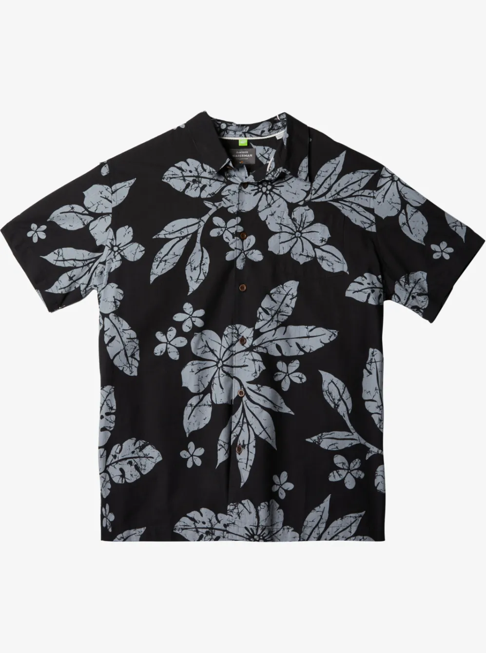 Quiksilver Shirts & Polos|Waterman Aqua Flower Short Sleeve Shirt Black Aqua Flowers