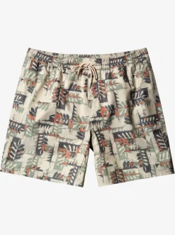 Quiksilver Elastic Waist|Waterman Canoes Reef 17" Volleys Brown Rice Canoe