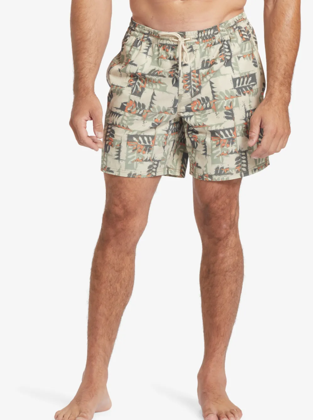 Quiksilver Elastic Waist|Waterman Canoes Reef 17" Volleys Brown Rice Canoe
