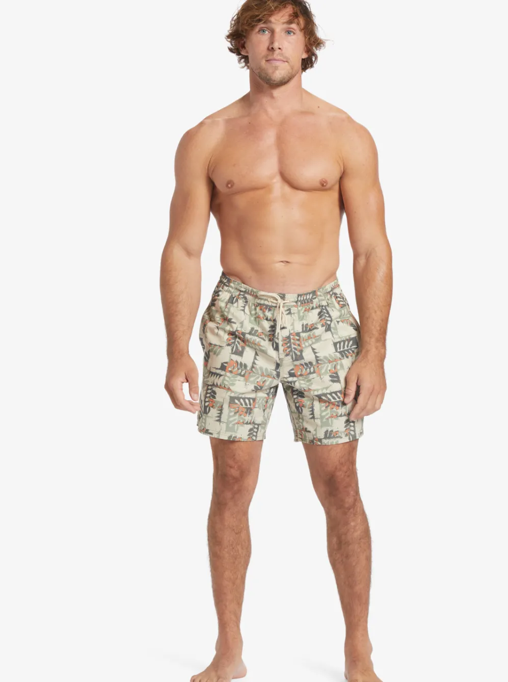 Quiksilver Elastic Waist|Waterman Canoes Reef 17" Volleys Brown Rice Canoe