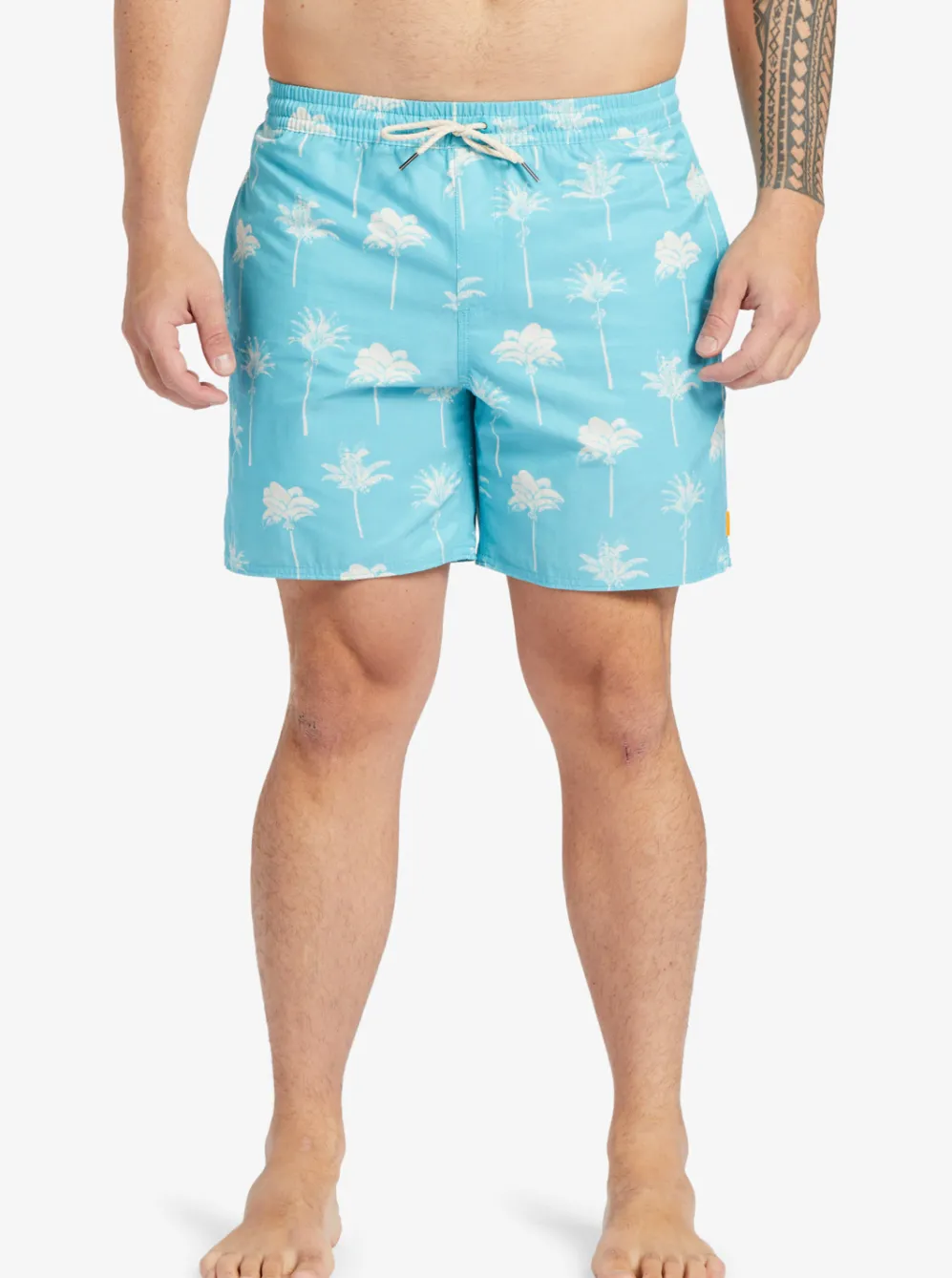 Quiksilver Elastic Waist|Waterman Cliffside 17" Elastic Waist Shorts Scuba Blue Amazed Palm