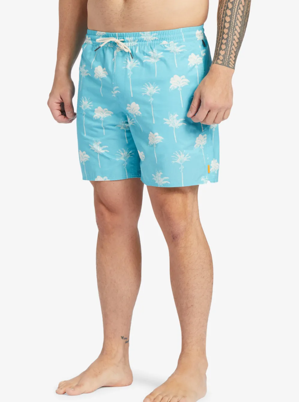 Quiksilver Elastic Waist|Waterman Cliffside 17" Elastic Waist Shorts Scuba Blue Amazed Palm