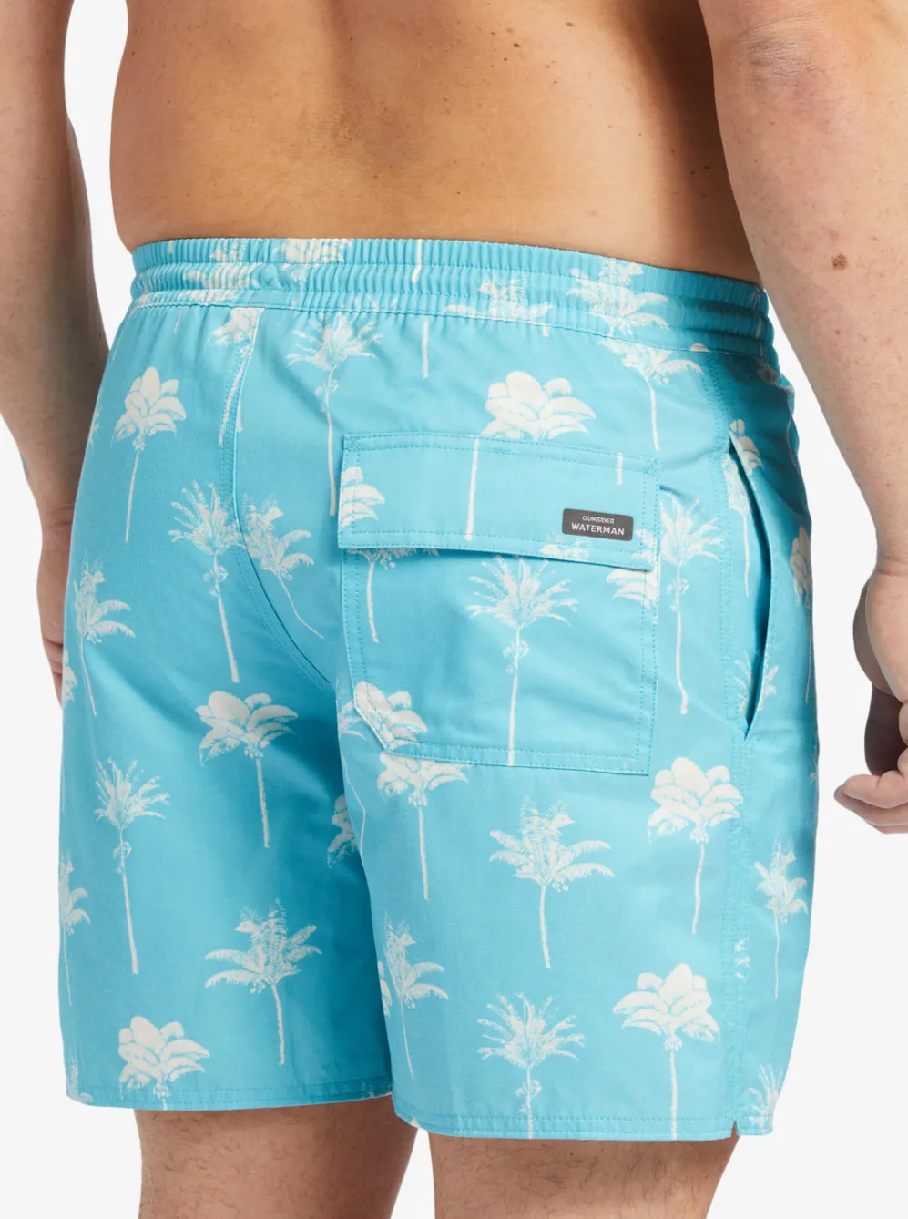 Quiksilver Elastic Waist|Waterman Cliffside 17" Elastic Waist Shorts Scuba Blue Amazed Palm