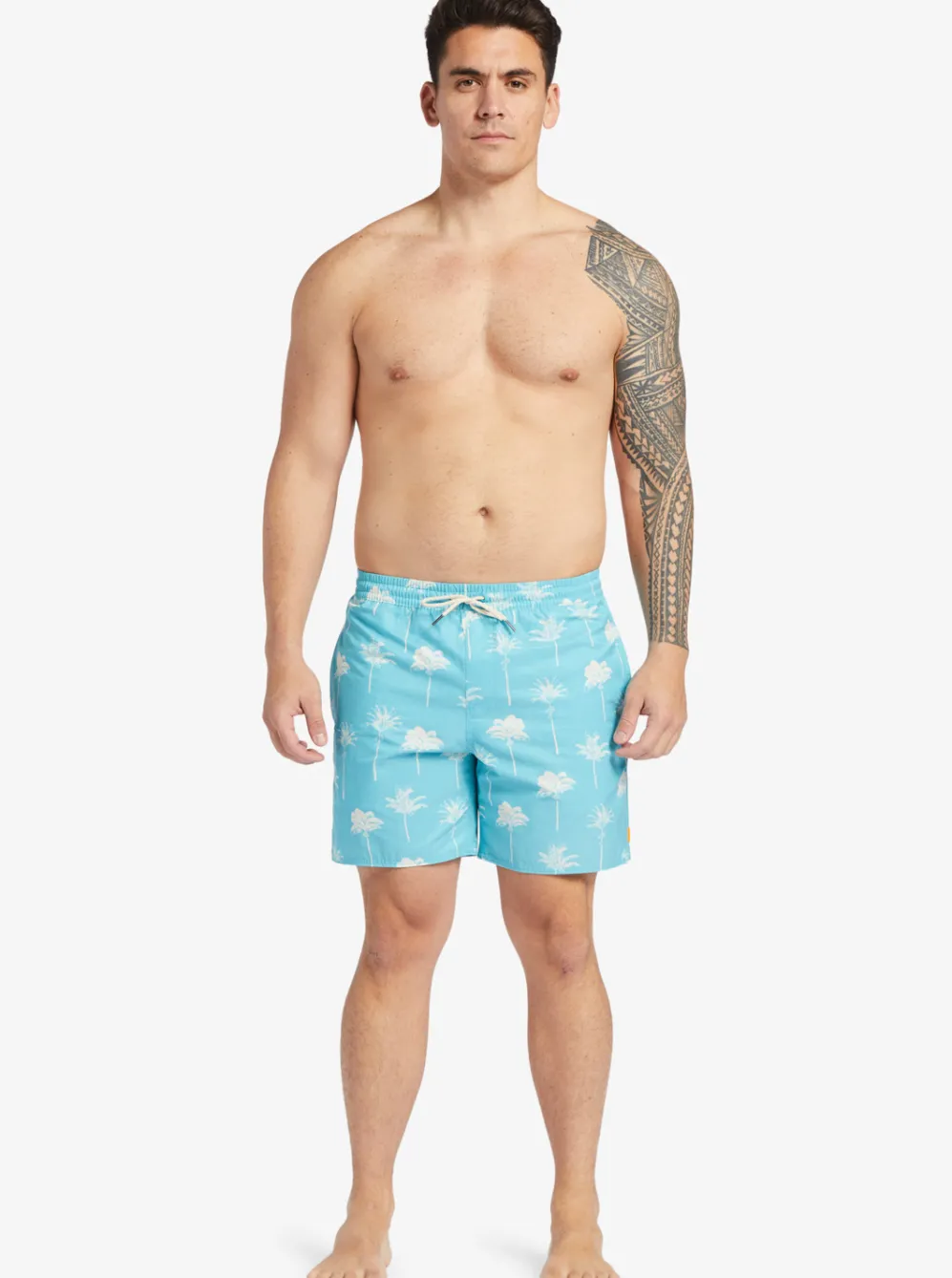 Quiksilver Elastic Waist|Waterman Cliffside 17" Elastic Waist Shorts Scuba Blue Amazed Palm