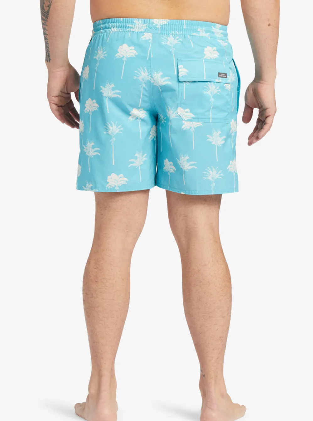 Quiksilver Elastic Waist|Waterman Cliffside 17" Elastic Waist Shorts Scuba Blue Amazed Palm