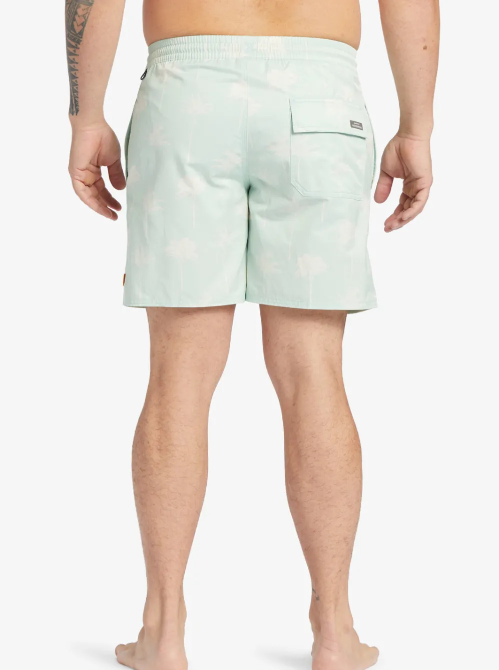 Quiksilver Elastic Waist|Waterman Cliffside 17" Elastic Waist Shorts Subtle Green Amazed Palm