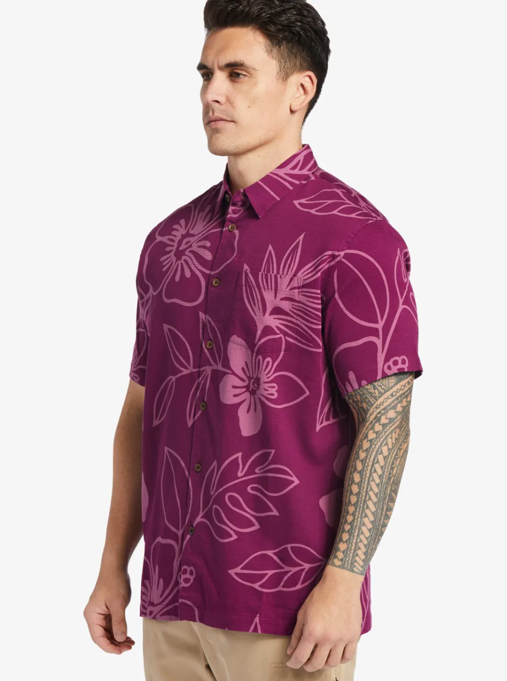 Quiksilver Shirts & Polos|Waterman Cruise Town Woven Shirt Magenta Cruise Town