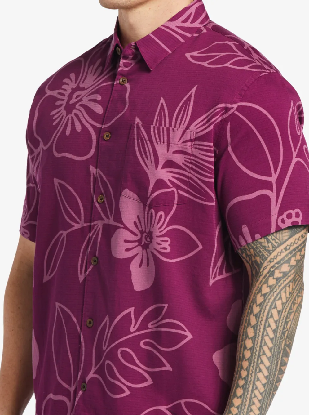 Quiksilver Shirts & Polos|Waterman Cruise Town Woven Shirt Magenta Cruise Town