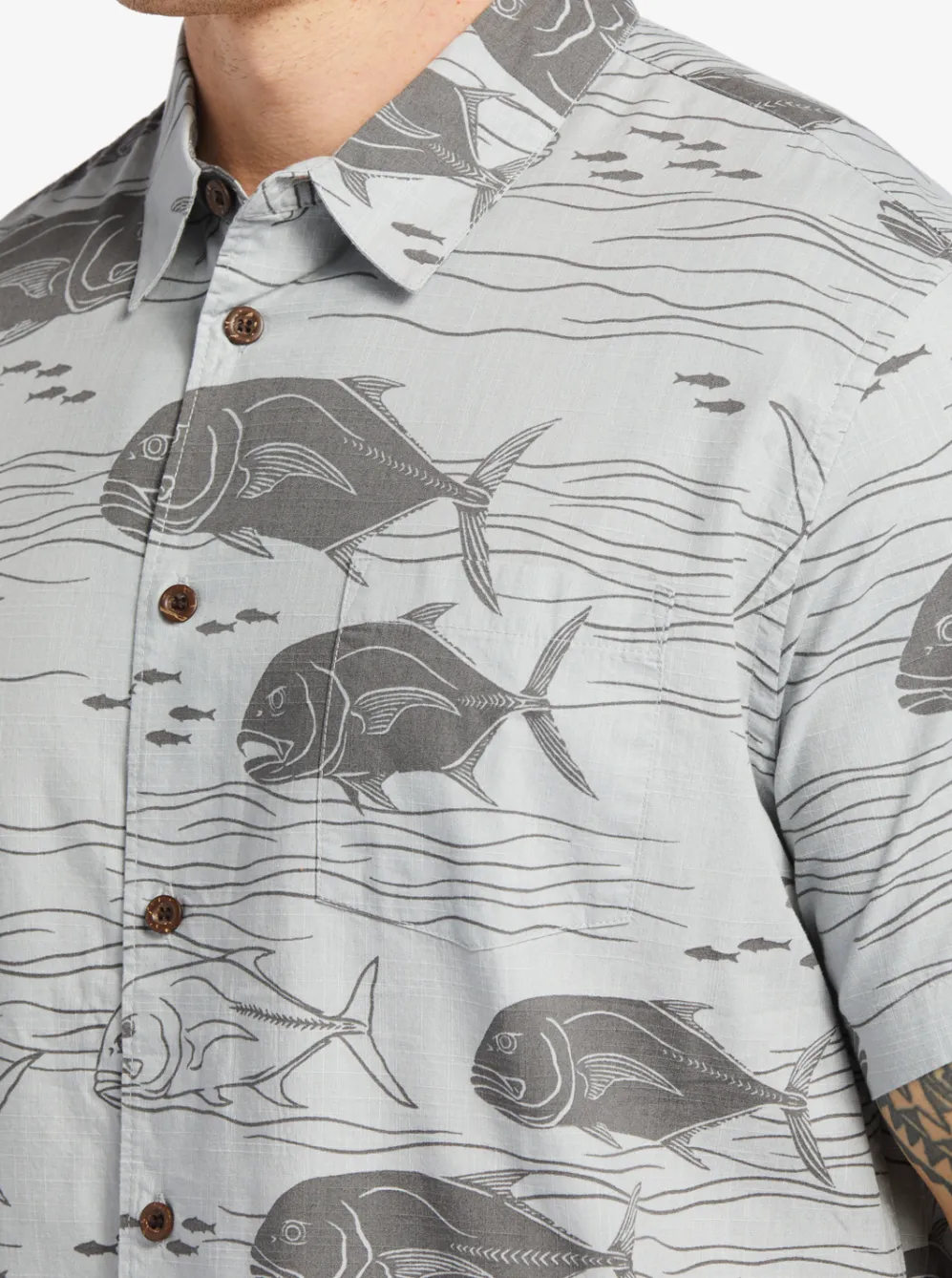 Quiksilver Shirts & Polos|Waterman Dive Sites Woven Shirt Harbor Mist Dive Sites