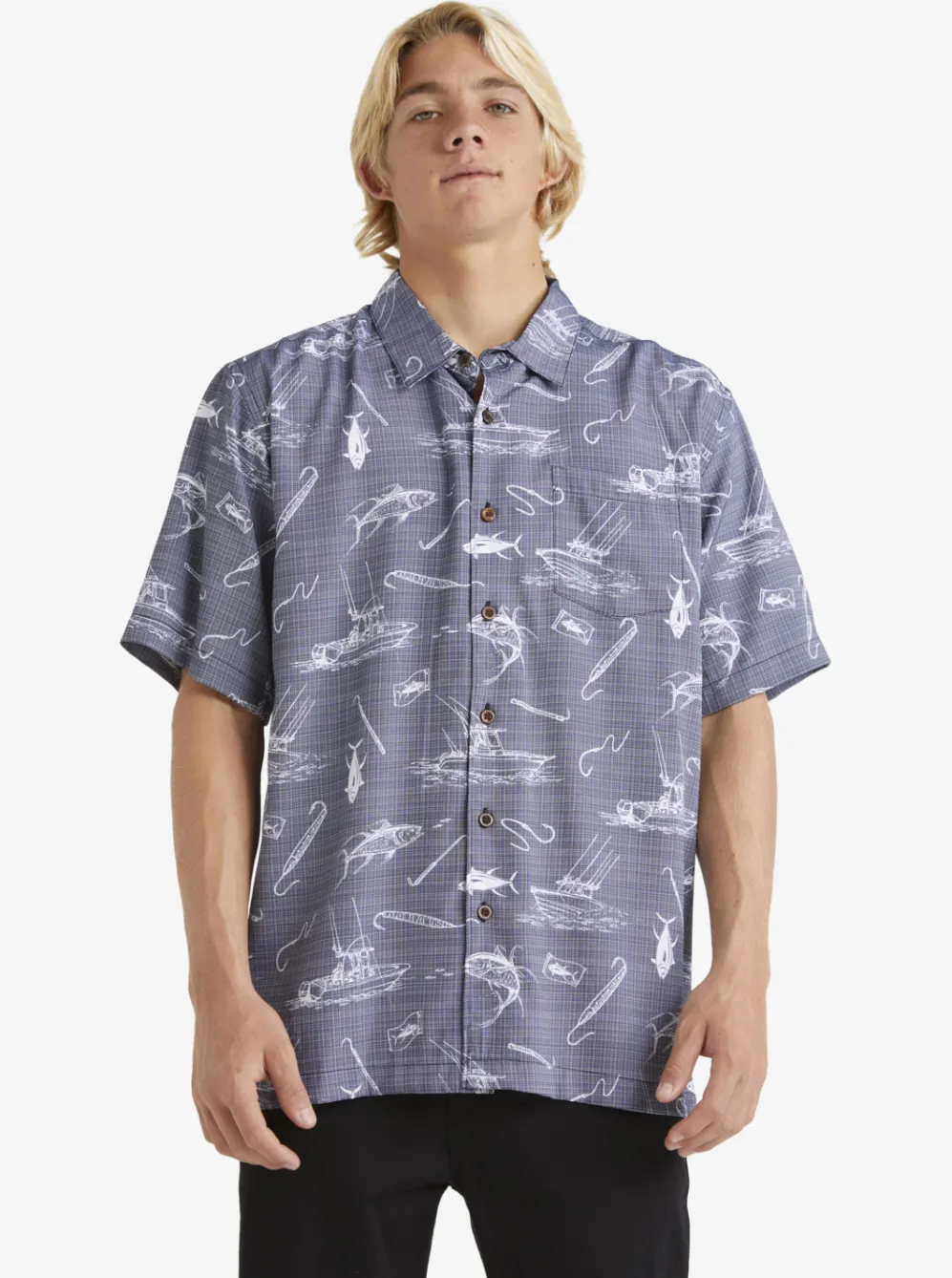 Quiksilver Shirts & Polos|Waterman Line Spinner Short Sleeve Shirt Medieval Blue Line Spinner