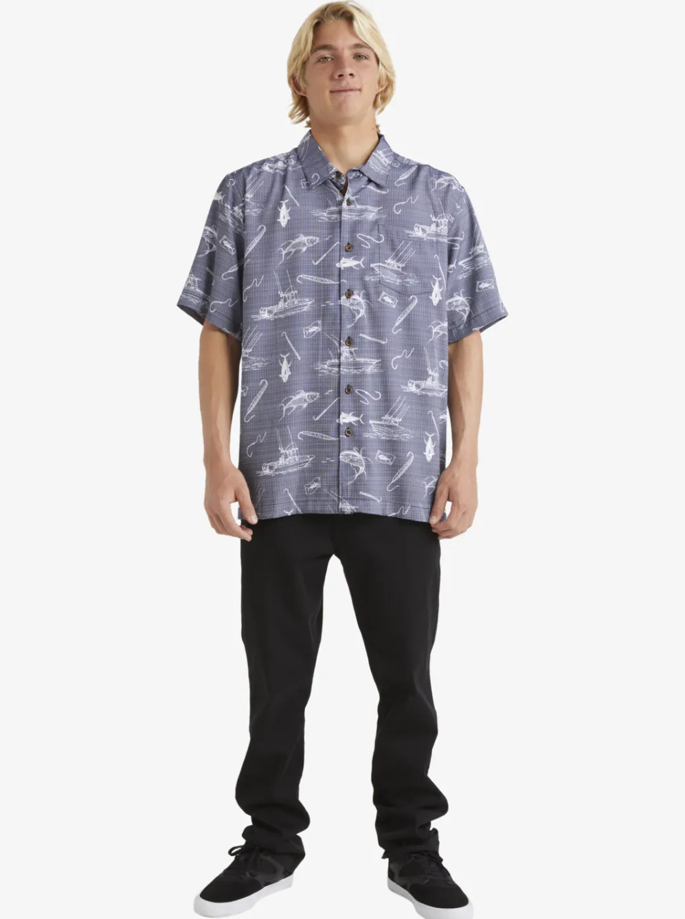 Quiksilver Shirts & Polos|Waterman Line Spinner Short Sleeve Shirt Medieval Blue Line Spinner