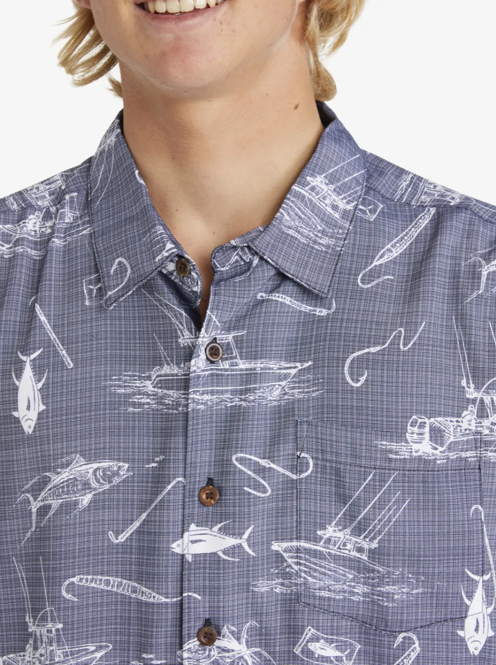 Quiksilver Shirts & Polos|Waterman Line Spinner Short Sleeve Shirt Medieval Blue Line Spinner