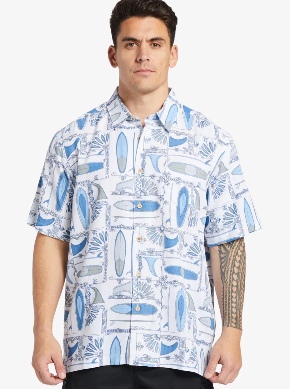 Quiksilver Shirts & Polos|Waterman Long Boards Woven Shirt White Longboards