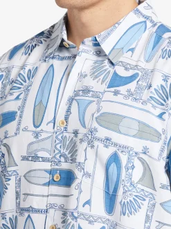 Quiksilver Shirts & Polos|Waterman Long Boards Woven Shirt White Longboards