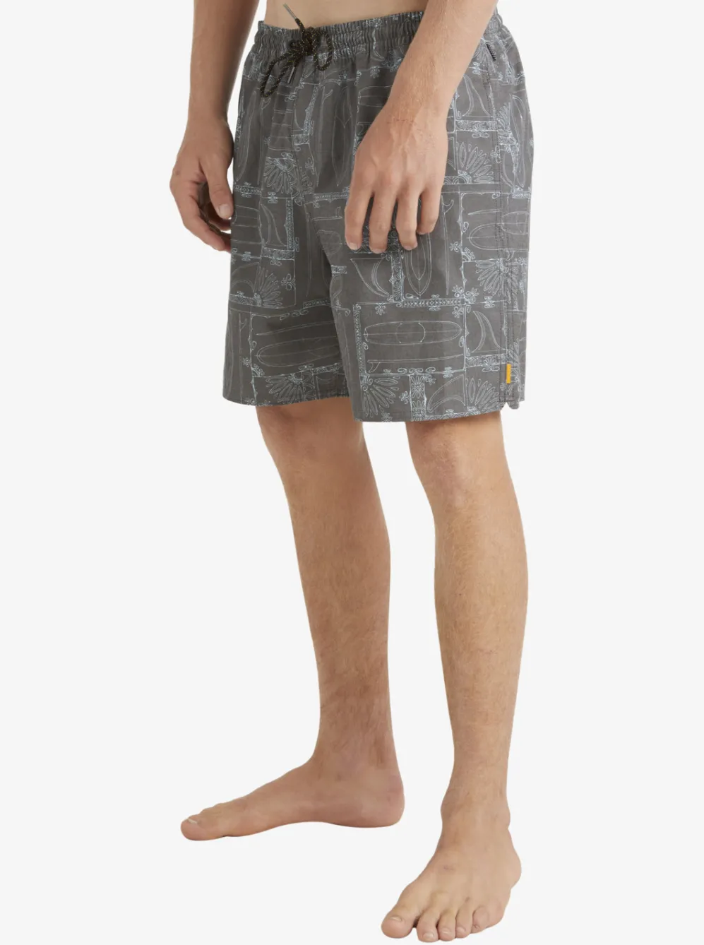 Quiksilver Elastic Waist|Waterman Longboard Volley 17" Elastic Waist Shorts Black Longboard