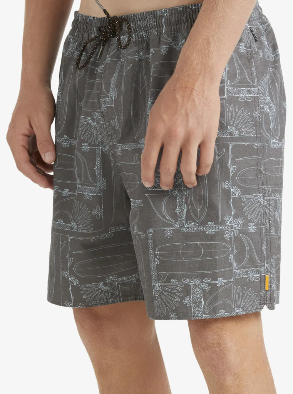 Quiksilver Elastic Waist|Waterman Longboard Volley 17" Elastic Waist Shorts Black Longboard