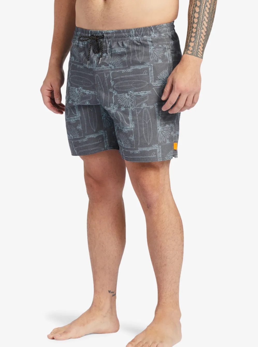 Quiksilver Elastic Waist|Waterman Longboard Volley 17" Elastic Waist Shorts Black Longboard