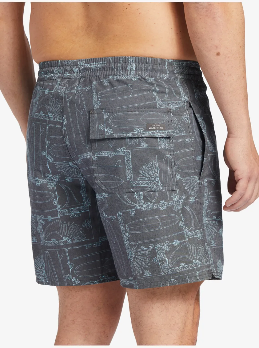 Quiksilver Elastic Waist|Waterman Longboard Volley 17" Elastic Waist Shorts Black Longboard