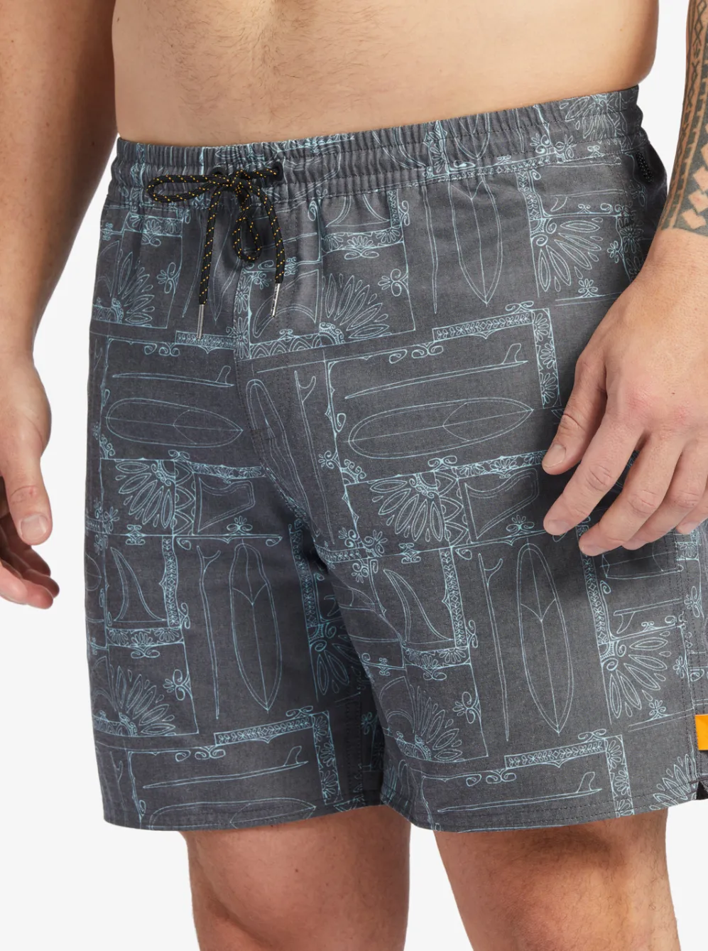 Quiksilver Elastic Waist|Waterman Longboard Volley 17" Elastic Waist Shorts Black Longboard