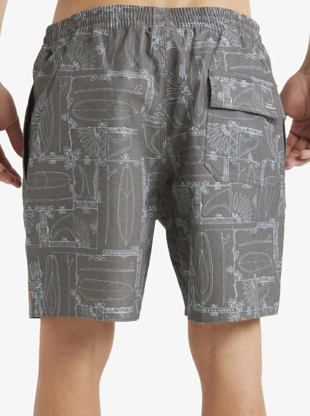 Quiksilver Elastic Waist|Waterman Longboard Volley 17" Elastic Waist Shorts Black Longboard