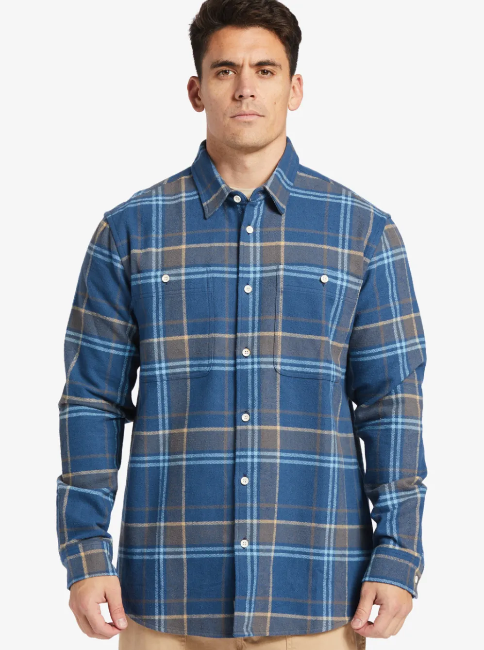 Quiksilver Shirts & Polos|Waterman Lower Ridge Flannel Long Sleeve Top Ensign Blue Lower Ridge