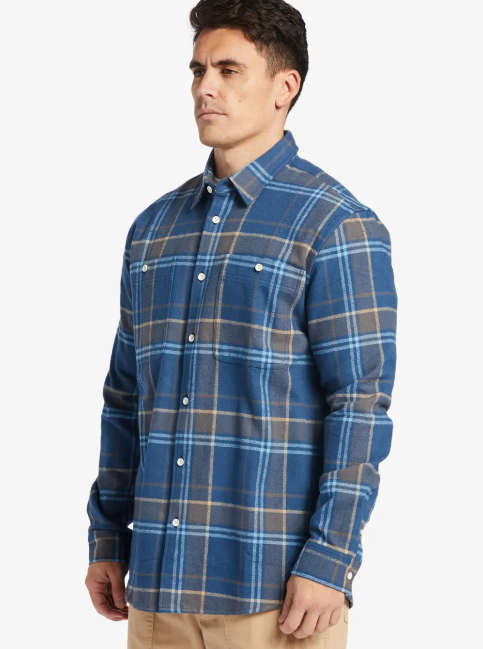 Quiksilver Shirts & Polos|Waterman Lower Ridge Flannel Long Sleeve Top Ensign Blue Lower Ridge