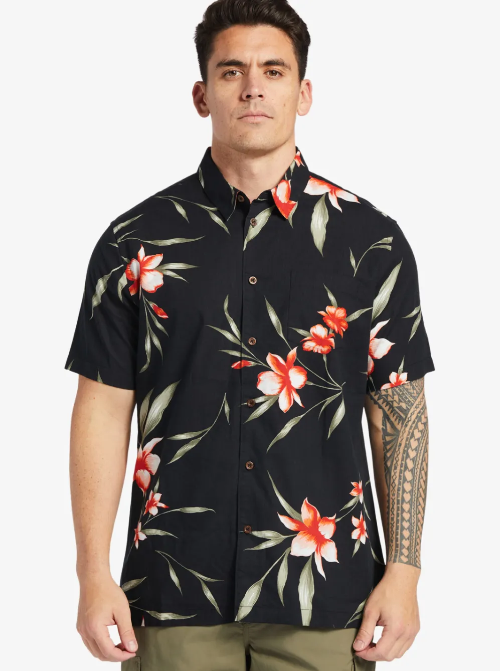 Quiksilver Shirts & Polos|Waterman Night Bloomer Woven Shirt Black Night Bloomer