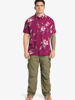 Quiksilver Shirts & Polos|Waterman Night Bloomer Woven Shirt Magenta Night Bloomer