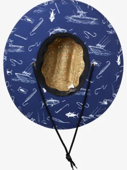 Quiksilver Hats|Waterman Outsider Straw Lifeguard Hat Medieval Blue Line Spinner