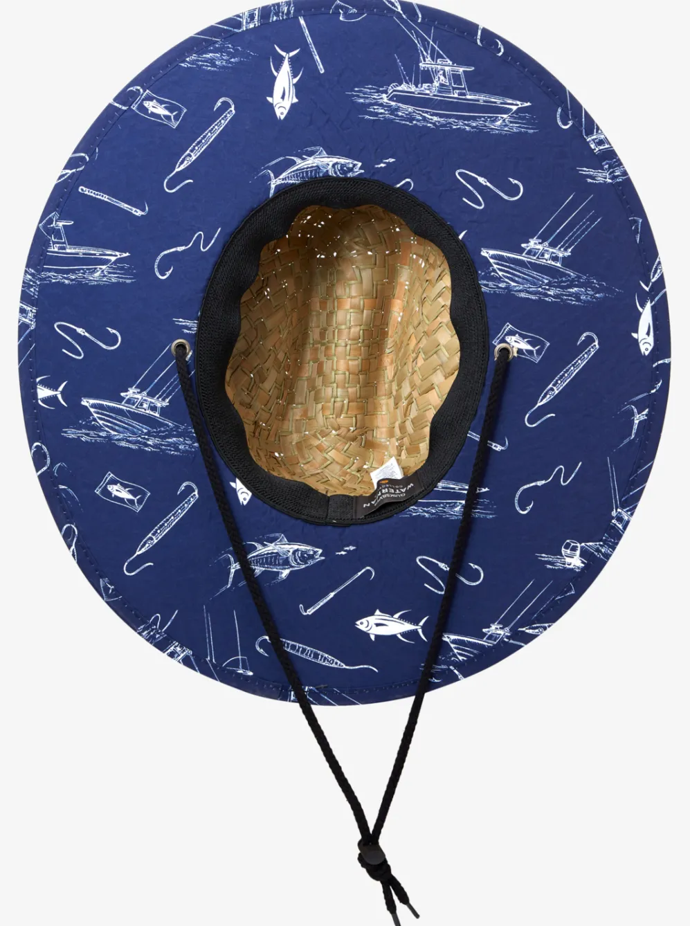 Quiksilver Hats|Waterman Outsider Straw Lifeguard Hat Medieval Blue Line Spinner