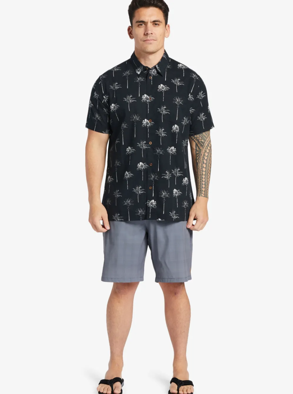 Quiksilver Shirts & Polos|Waterman Palm Friday Woven Shirt Black Palm Friday