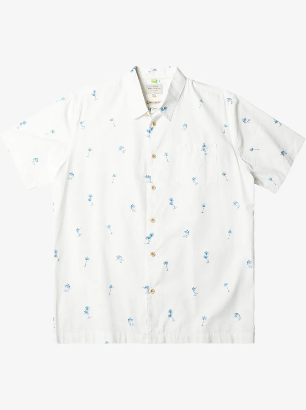 Quiksilver Shirts & Polos|Waterman Sail Palm Short Sleeve Shirt Antique White Sail Palms