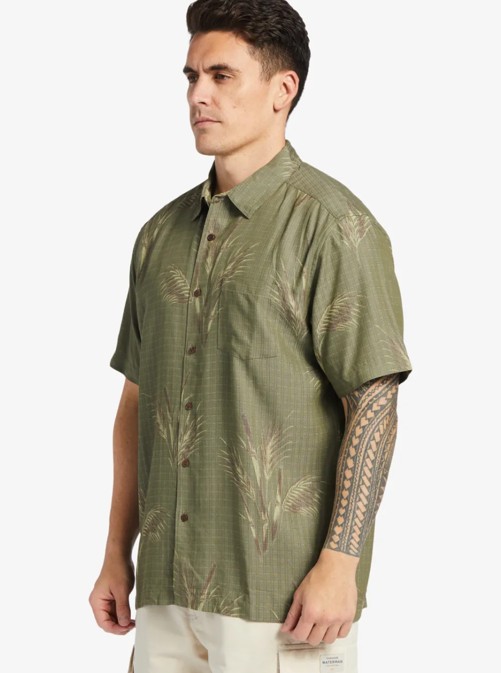 Quiksilver Shirts & Polos|Waterman Skipped Out Woven Shirt Dusty Olive Skipped Out