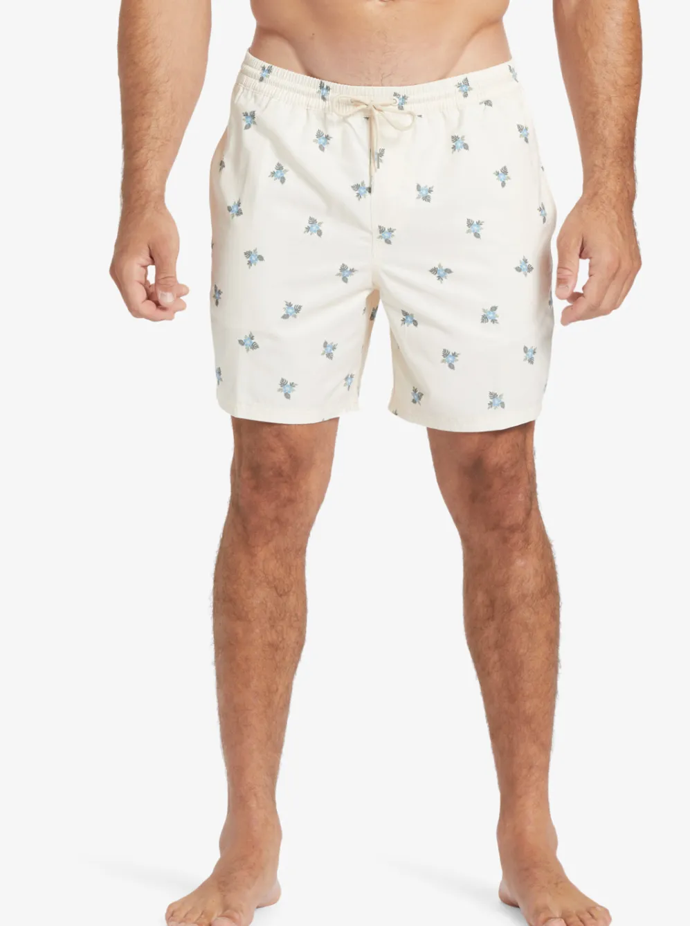 Quiksilver Elastic Waist|Waterman Small Pedals 17" Volleys Antique White Small Pedals V