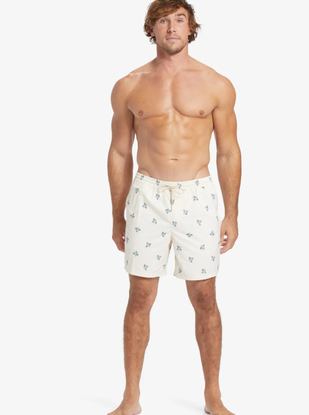 Quiksilver Elastic Waist|Waterman Small Pedals 17" Volleys Antique White Small Pedals V