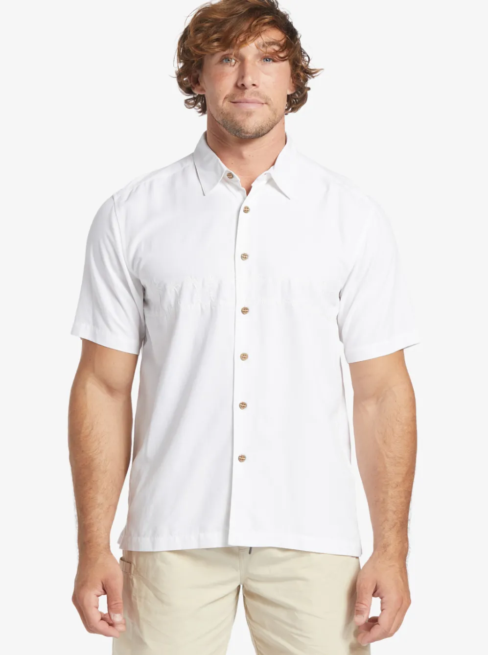 Quiksilver Shirts & Polos|Waterman Tahiti Palms Premium Anti-Wrinkle Shirt White
